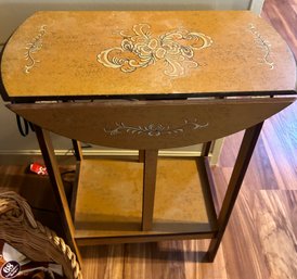 Diminutive Double Drop Leaf Table With Shelf (Particle Board?) - 10 X 18R X 22'H