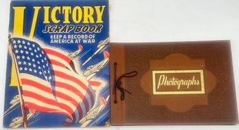 2 Pcs WWII Victory Scrap Book, 11' X 14' & Photographs Album (Empty)