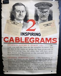 World War 1 Poster - '2 Inspiring Cablegrams'  Gen. Pershing - Emergency Fleet Corporation