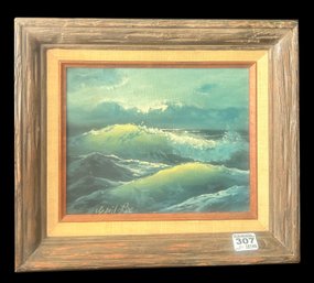 Vintage Oil On Canvas Or Waves At Dusk By Cecil Lee, 14.5' X 13'H