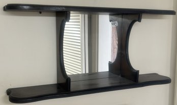 Unusual 2-Shelf Wall Shelf With Center Mirrored Back, 28.5' X 5.5' X 13'H