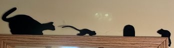 4 Pcs Cat And Mouse Foam Door Frame Silhouettes, Cat, 2-Mice And Mouse Hole - 11 X 5.5'