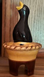 Vintage Black Bird Ceramic Pie Bird - 2.5 X 5' H