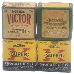 4 Boxes 12 GA Shot Gun Shells In Original Boxes, Western Super X And Others