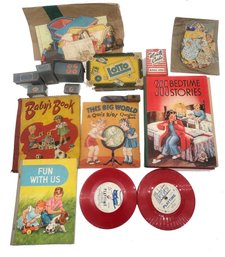 Vintage Children's Lot, Book, Cards, Paper Doll Clothes, Playtime Records & More