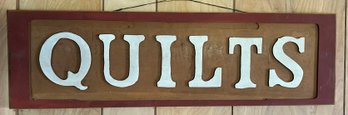 Vintage Wooden QUILTS Wall Sign  - 24 X 7.25'