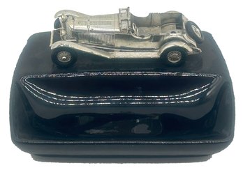 Vintage Les5' X 4.5' X 2'Hney England Automobile Themed Black Ceramic Ashtray,
