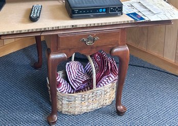 Vintage Ethan Allen Solid Cherry Singe Drawer, Double Drop Leaf Side Table - 28 X 38 X 24' H