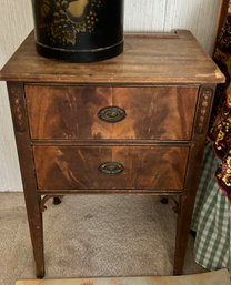 Vintage Art Deco Era 2-Drawer Sewing Work Station W/ Pullup Storage, Some Veneer Damage - 17 X 13.5 X 24.75'