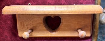 Country Primitive 2-Peg Wall Shelf With Heart Cutout - 10.5 X 4 X 3.5'