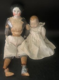 2 Vintage Porcelain Dolls, Largest 17'L (Restoration Project)