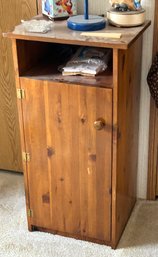 Vintage Wooden Single Door Telephone Cabinet With Shelf - 19 X 15 X 36.5' H