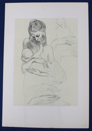 Print By Pablo Picasso 'Mother And Child' - With Four Studies Of Her Right Hand - 1904