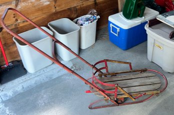 Vintage Snow Push Sled - 48 X 14 X 37' H