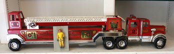 Vintage Tonka Hook And Ladder #2 - Pressed Metal And Plastic - With Packaged Firefighter