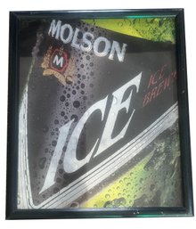 Vintage Framed Molson Ice Advertising Poster Under Glass, 22' X 26'H,