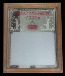 Vintage Framed Wolfschmidt Genuine Vodka Advertising Mirror, 18.75' X 22.75'H