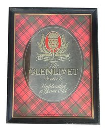 Vintage Framed The Glenlivet Scotch Unblended 12 Year Old, Advertising Mirror, 18.75' X 24.25'H
