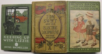 Lot Of Three Vintage Books 'Bunny Brown On An Auto Tour' - Tom Swift' - 'Keeping Up With Lizzie'