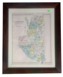 Antique 1892 Framed & Matted 1st Ed State Of New Hampshire, Carroll County, 19.5' X 23.5'H