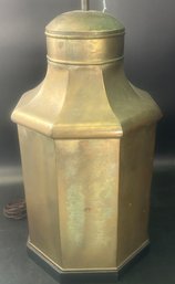 Large Vintage Brass Octagon Lamp, 12' Diam. Base X 36.5'H, 16' Diam. Shade