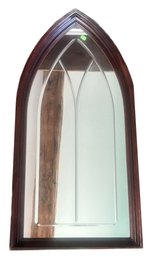 Nicely Framed Cut Glass Cathedral Window Shaped Mirror, 18' X 36.5'H