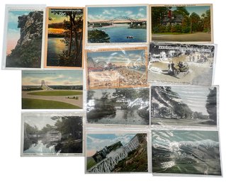 12 Pcs Vintage New England Post Cards 1927 NH Old Man On The Mountain And Other Great Cards