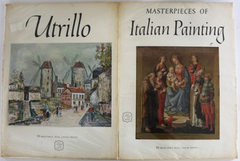 Two 1950's Large Format Abrams Art Portfolios -  Utrillo & Italian Masterpieces - Each Have 16 Plates