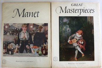 Two 1950's Large Format Abrams Art Portfolios -  Manet & Great Masterpieces - Each Have 16 Plates