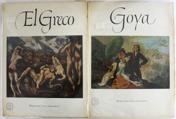 Two 1950's Large Format Abrams Art Portfolios -  El Greco & Goya - Each Have 16 Plates