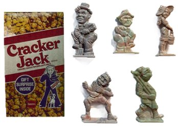 Five Vintage 1950s Cracker Jack Prizes: Stand-up Cartoon People