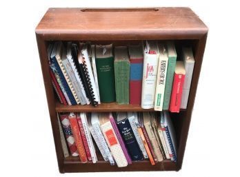 Vintage 2-Shelf Bookcase With 37 Cookbooks