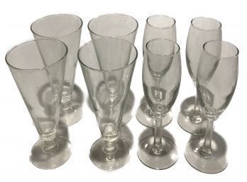 8 Pcs Crystal Bar Stemware - 4-Champagne Flutes And 4-Pilsner