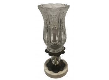 Vintage Leaded Cut Crystal Shade On Bronze & Marble Base