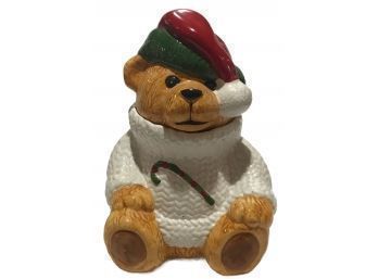 Christmas Bear Ceramic Cookie Jar