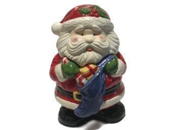 Vintage Ceramic Santa Filling Stocking Cookie Jar