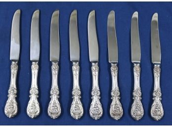 Eight - Reed & Barton - Francis 1 Style - Sterling Silver Handle Youth Knives - 7 1/8' Long