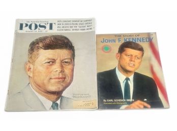 2 Pcs Magazines On John F Kennedy, Saturday Evening Post Oct 29 1960 & The Story Of  John F Kennedy