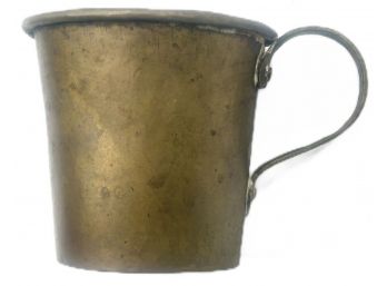 Antique Brass Cup Attributed To Civil War Era (?), 7-7/8' Diam. X 5.5' X 3.75'H