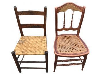 Pair Non-Matching Antique Side Chairs In Great Condition