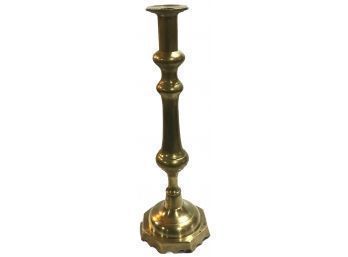 Antique 17.5' Tall Brass Candlestick Lamp,  Octagonal Base, Subtantial And Heavy