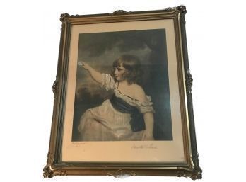 Well Executed & Framed 19thC Pencil Signed By Renoylds, Hand-Colored Portrait Of Boy