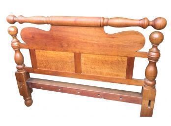 Gorgeous Antique Birds-Eye Maple Rope Bed, Turned Head & Foot Boards And Wood Rails, Substantial