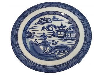 Antique Oriental Flow Blue Cantonware Oriental Design