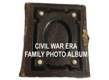 Impressive Leather Bound Brass Closure Civil Was Family Photo Albus With 50 Portraits