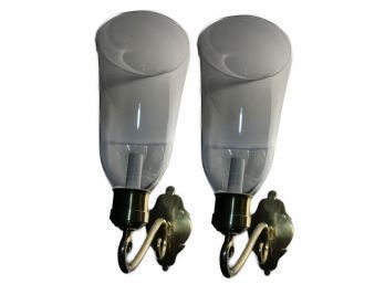 Pair Electrified Brass Candle Sconce Lanterns