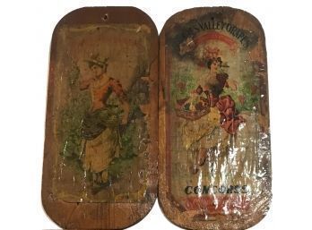 Antique Wooden Advertizing Crate Ends For Grapes, Concords