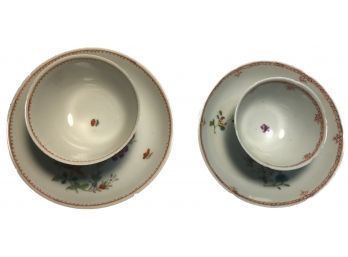 18thC Pair SImilar Lowestoff Tea Cups And Saucers Japanese Export