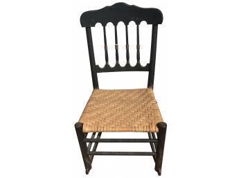 Antique Armless Rocker With Split Woven Reed Seat