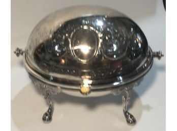 Nice Antique English Silver Plate Rolling Dome Breakfast Or Buffet Server